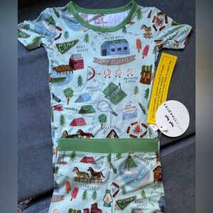 Little Sleepies Camp Adventure Pajama Set - Green and Blue